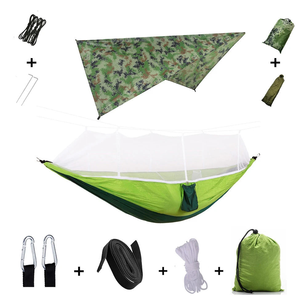 Anti Outdoor Camping Hammock With Mosquito Net And Rain Tent Equipment Supplies Shelters Camp Bed Survival Portable Hammock Wild Frontier Gear LLC