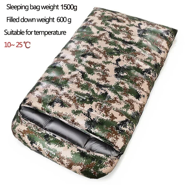 2 Person White Duck Down Filled Camping Or Home Sleeping Bag Thin Suitable For Warm Weather Size 220 X 130cm Large Space