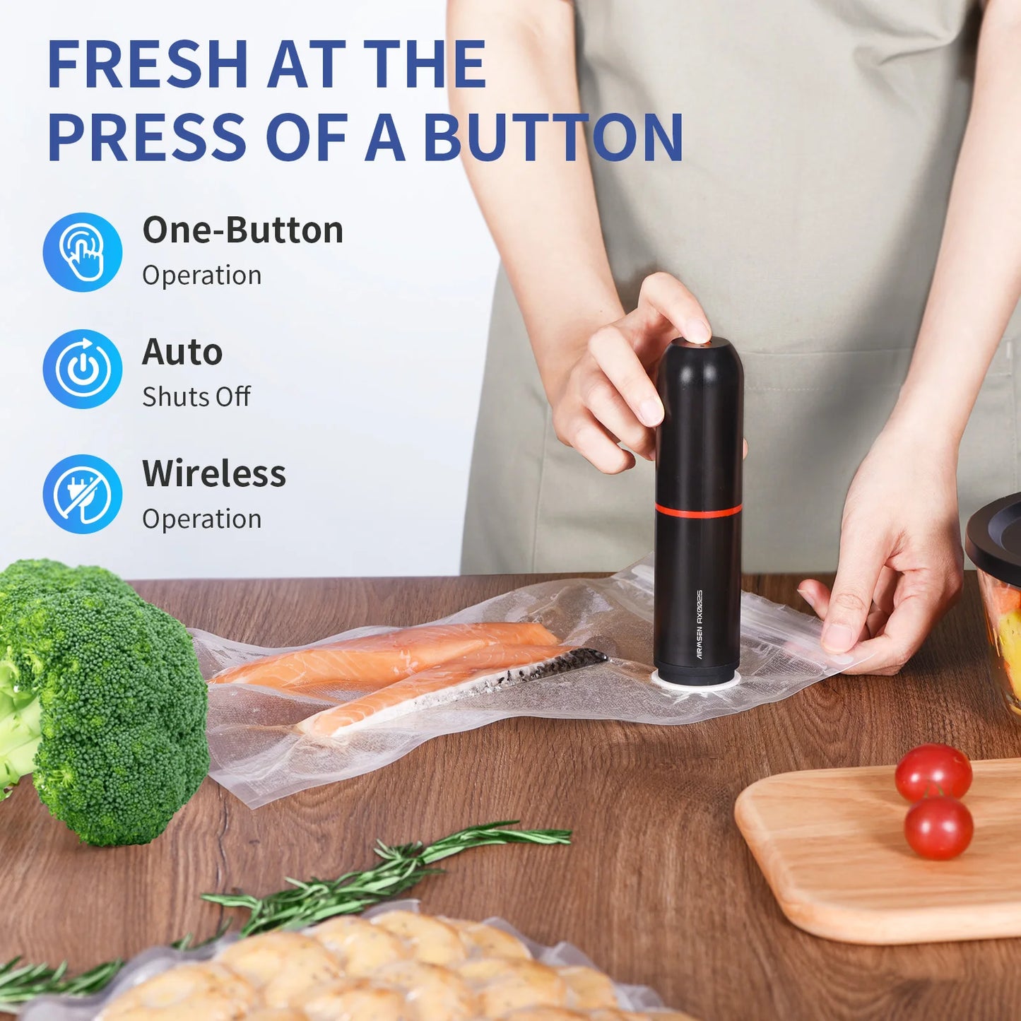 Handheld Vacuum Sealer for Food Storage – 35kPa Strong Suction, Rechargeable 1200mAh Battery, Includes BPA-Free Vacuum Bags, Win