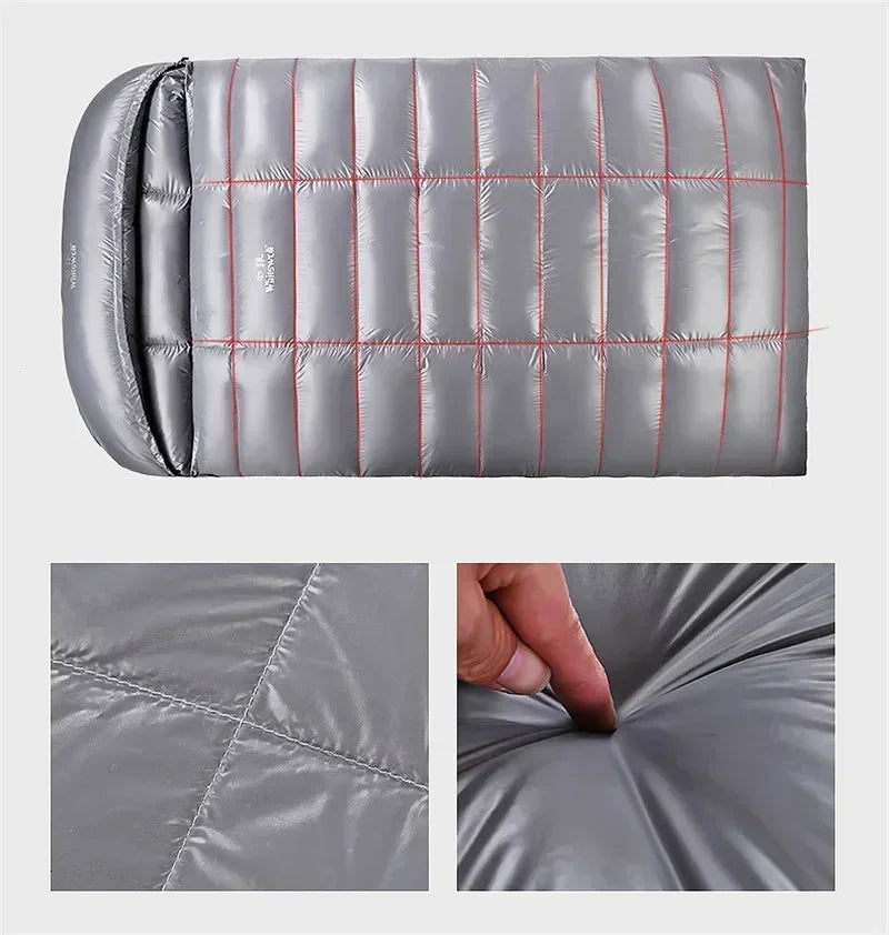 2 Person White Duck Down Filled Camping Or Home Sleeping Bag Thin Suitable For Warm Weather Size 220 X 130cm Large Space