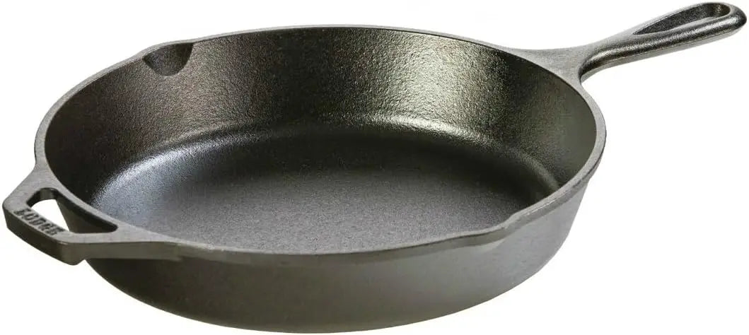 Lodge Seasoned Cast Iron 5 Piece Bundle. 10.5" Griddle, 8" Skillet, 10.25" Skillet, 10.25" Dutch Oven, and 10.25" Lid,Black Wild Frontier Gear LLC