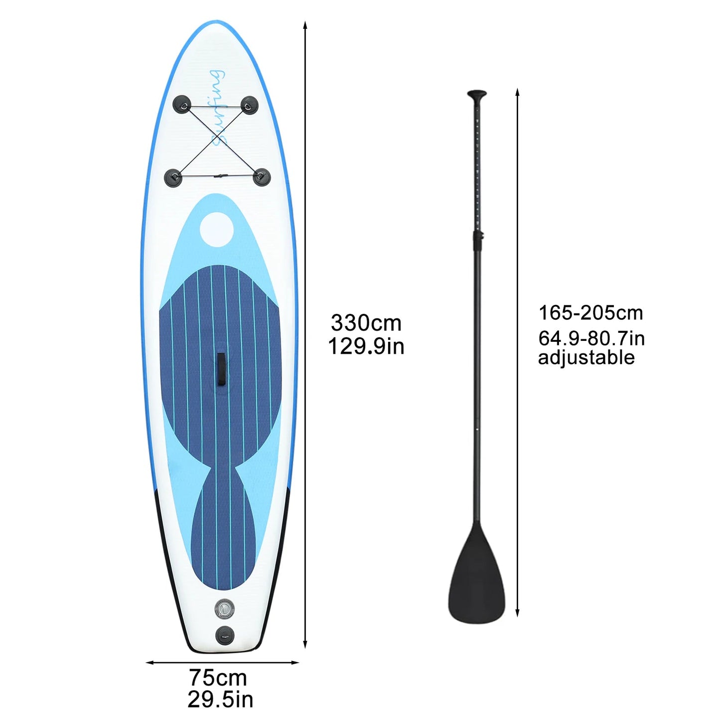 129.92" 29.53"5.91" Inflatable Stand Up Paddle Board Non-Slip Wide Surfboard Water Sports with All Accessories Wild Frontier Gear LLC