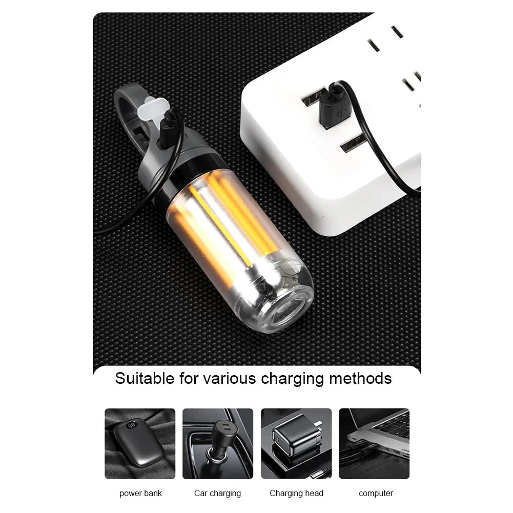 Camping Atmosphere Light Warm White Dual-Light Flashlight USB Rechargeable Outdoor Portable Torch Tent Light for Climbing Hiking