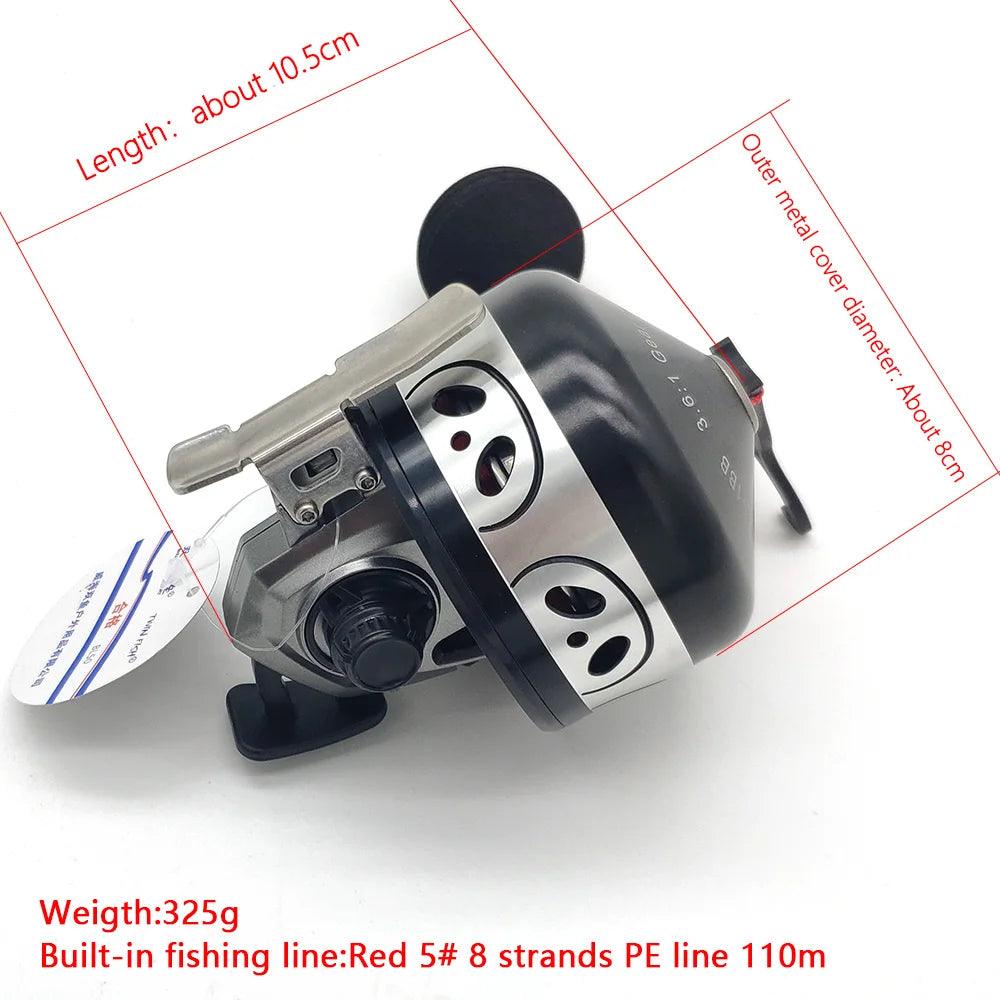Octopus Hunter BL50 Spincast Fishing Reel with 110M Red 5# 8-Strand PE Line - High Performance 6+1BB Metal Coil for Lake and River Fishing - Wild Frontier Gear LLC