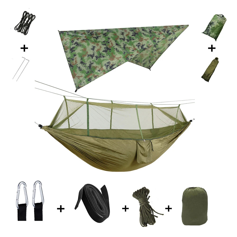 Anti Outdoor Camping Hammock With Mosquito Net And Rain Tent Equipment Supplies Shelters Camp Bed Survival Portable Hammock Wild Frontier Gear LLC