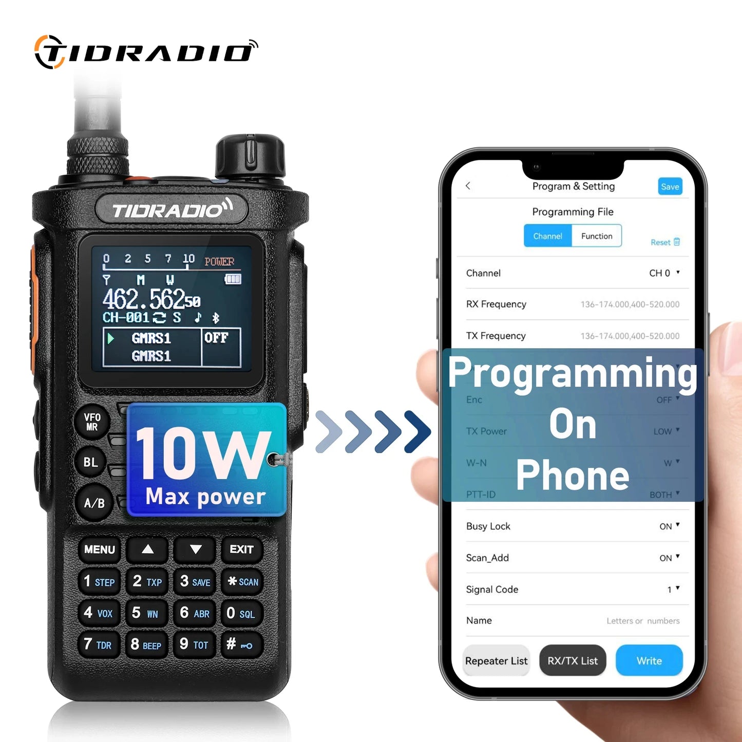 2nd Gen TIDRADIO TD H8 10W Profession Walkie Talkie Long Range Emergency Radio Portable Two Way Radio Receiver HAM GMRS
