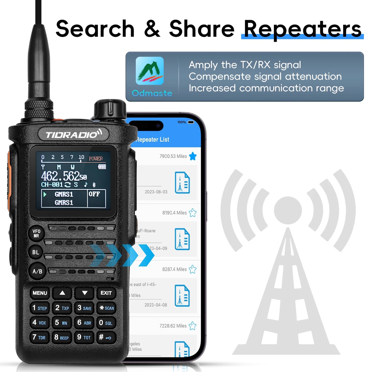 2nd Gen TIDRADIO TD H8 10W Profession Walkie Talkie Long Range Emergency Radio Portable Two Way Radio Receiver HAM GMRS