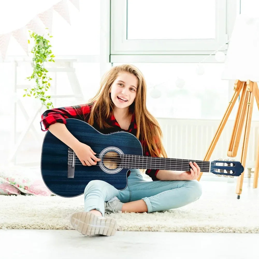 Electric Guitar, 39 Inch Cut Nylon String Classical Built-in Pickup Kit, Equipped with 4-band EQ Equalizer and Nylon Strings Wild Frontier Gear LLC