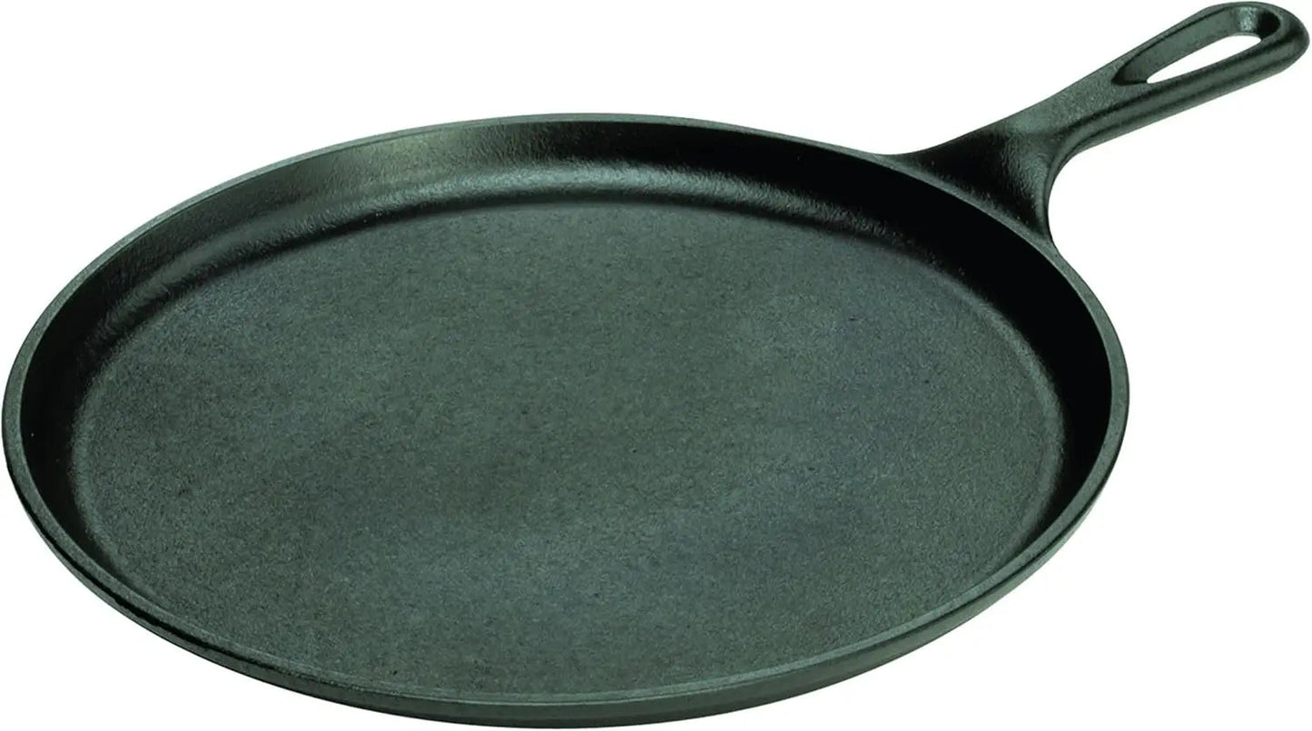 Lodge Seasoned Cast Iron 5 Piece Bundle. 10.5" Griddle, 8" Skillet, 10.25" Skillet, 10.25" Dutch Oven, and 10.25" Lid,Black Wild Frontier Gear LLC