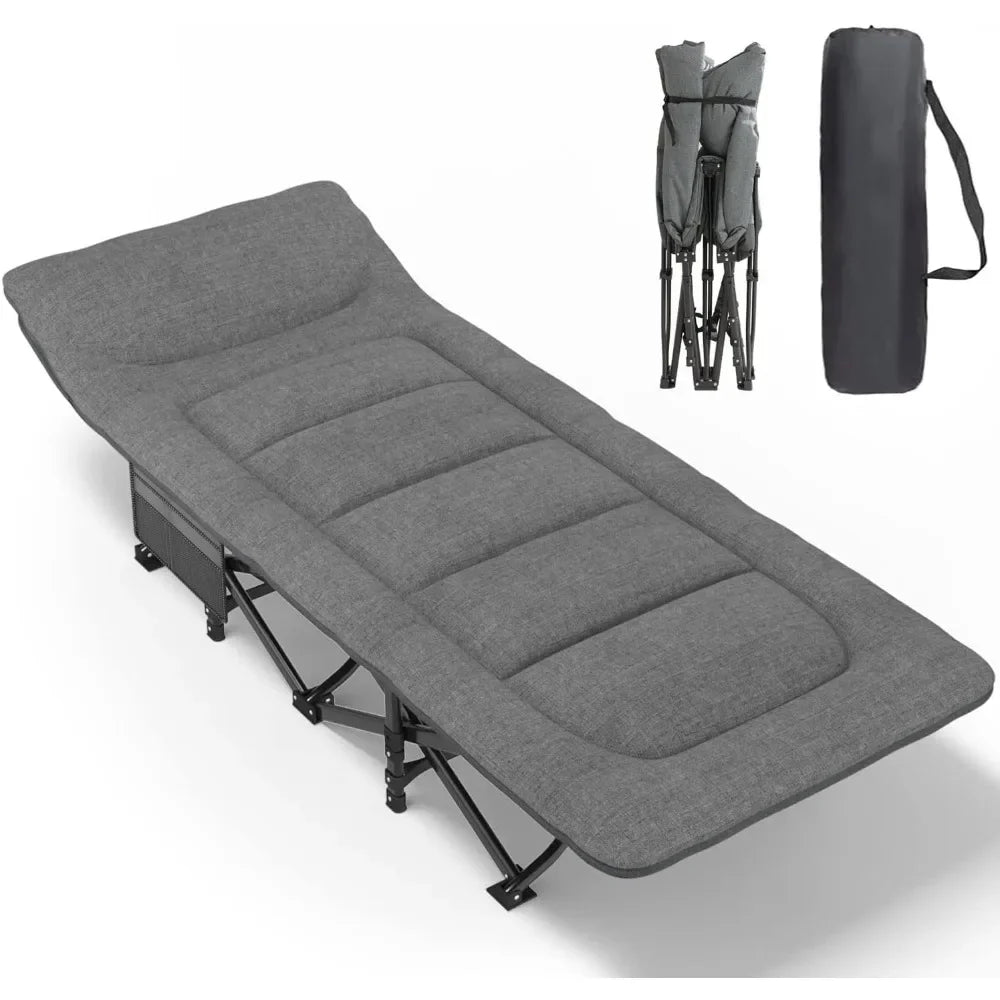 Cushion and Pillow, Portable Folding Bed for Sleeping, Lightweight Tent cot with Carry Bag Supports 450 lbs (Grey) Wild Frontier Gear LLC