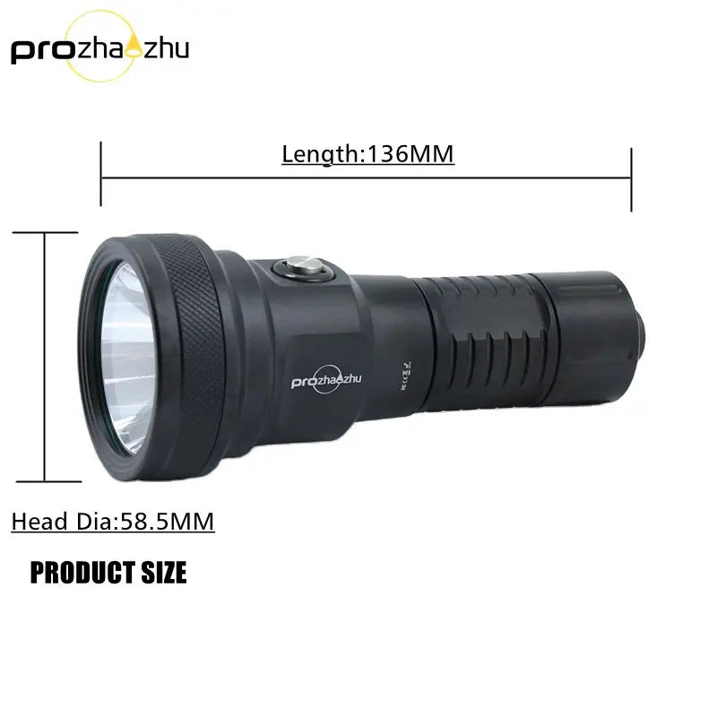 SBT90.2 LED Super Bright Scuba Diving Flashlight Aluminum Alloy 26650 Li-ion Rechargeable Dive Torch IP68 Waterproof 100M