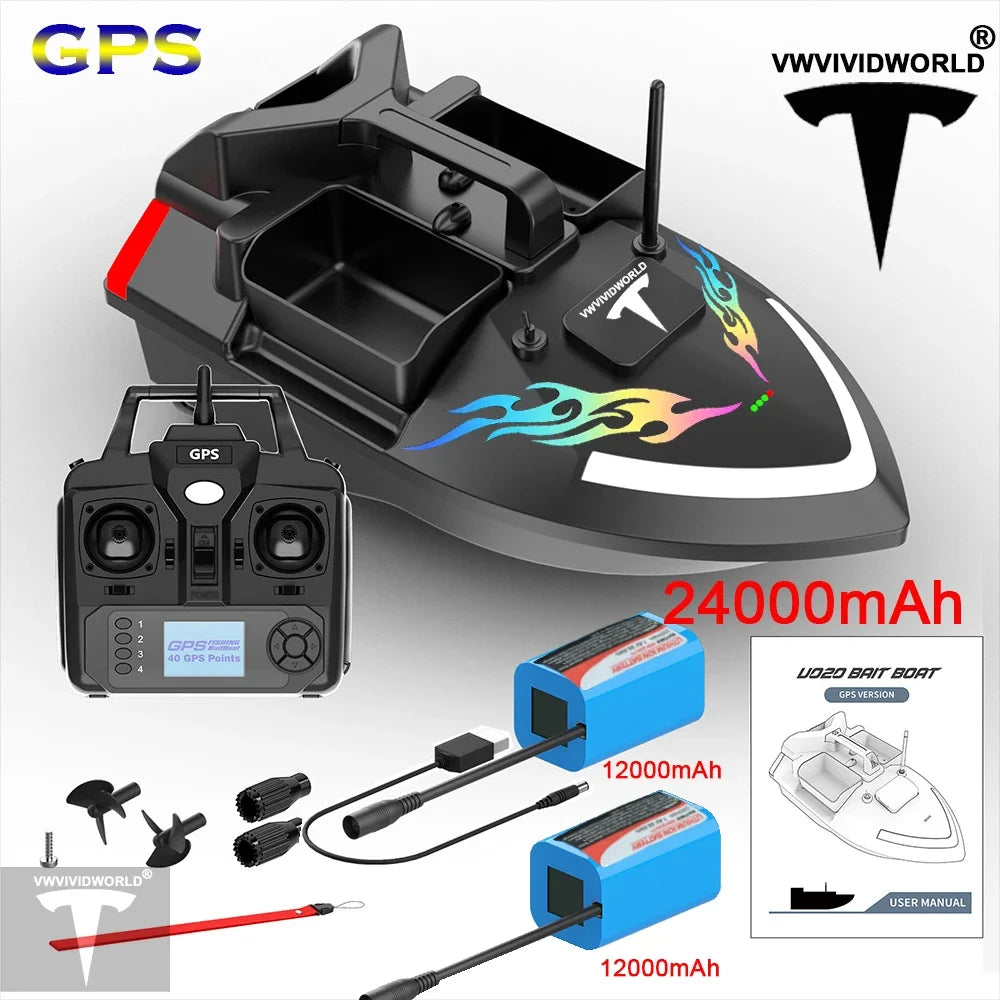 VWVIVIDWORLD Brand,High Quality,2024 New,Dual Battery,Long Battery Life,Large Capacity,RC Bait Boat,Remote Control Bait Boat