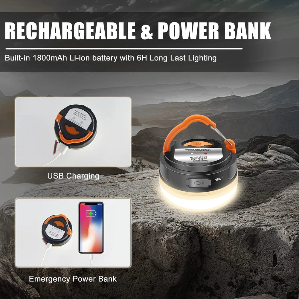 10W LED Camping Lantern Tents lamp 1800mAh Portable Camping Lights Outdoor Hiking Night Hanging lamp USB Rechargeable