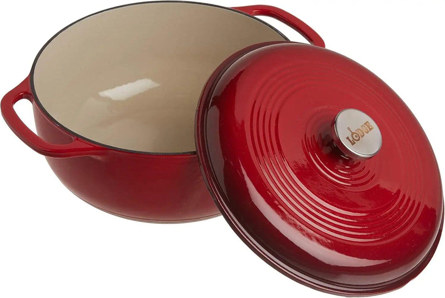 Lodge 6 Quart Enameled Cast Iron Dutch Oven with Lid – Dual Handles – Oven Safe up to 500° F or on Stovetop - Use to Marinate Wild Frontier Gear LLC