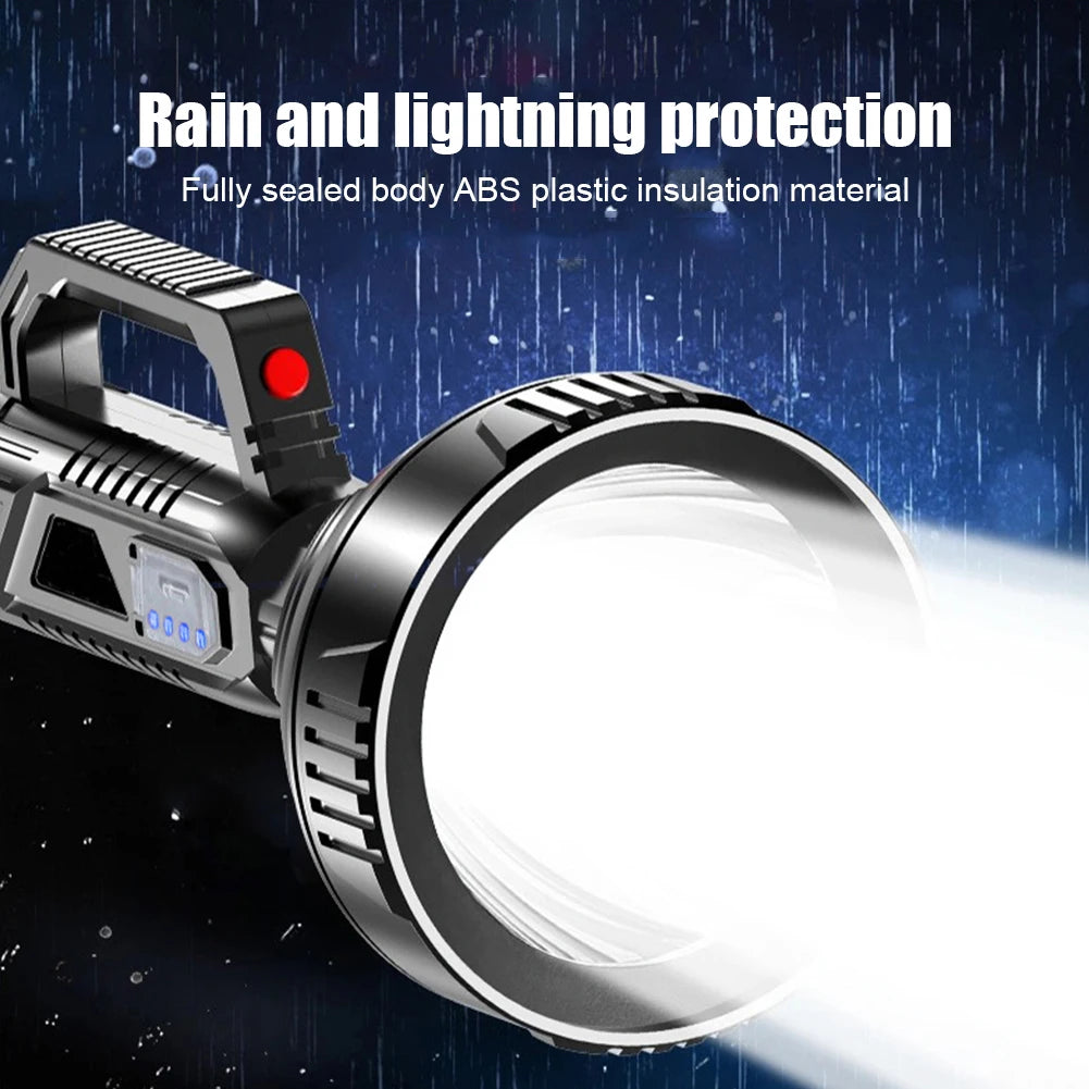 LED Flashlight Strong Light 3 Modes Portable Handheld Spotlight USB Rechargeable Life Waterproof for Hiking Fishing Emergency