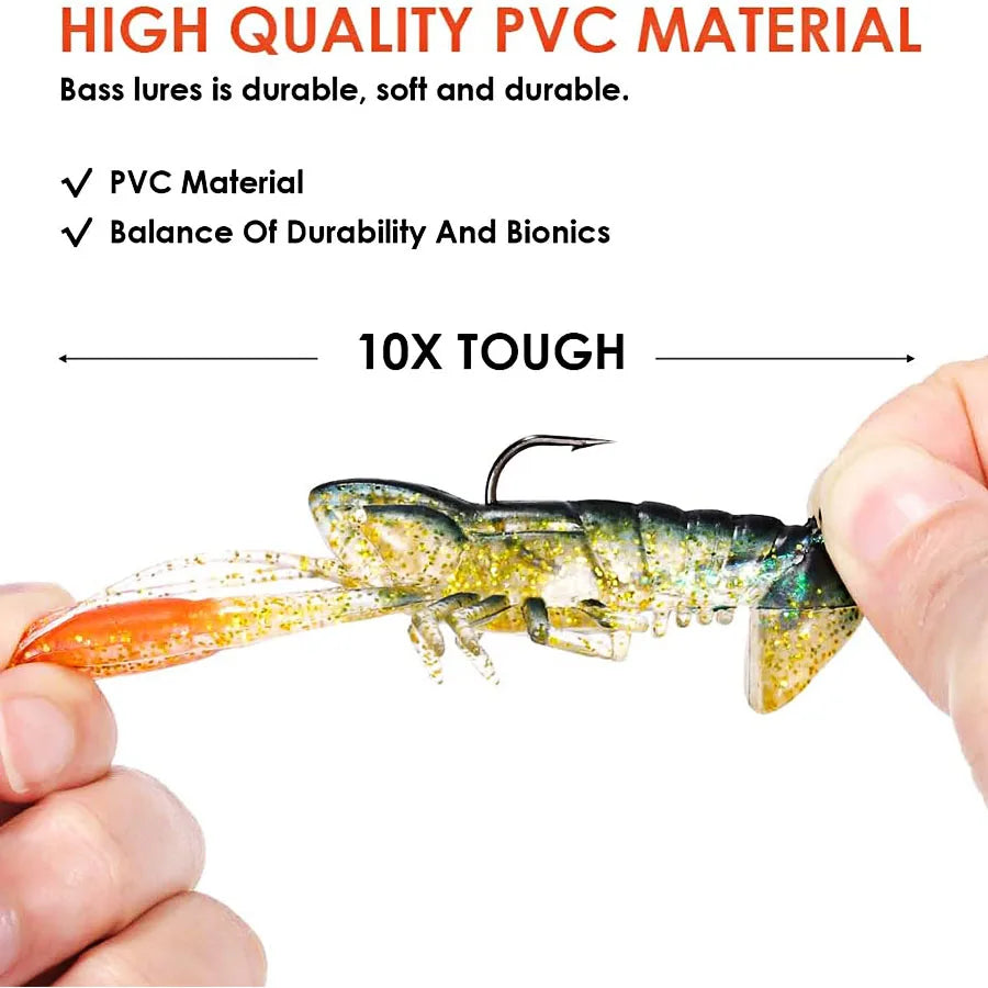 3pcs Soft Fishing Lure Crawfish Artificial Bait Shrimp Lobster Claw Fake Lure For Bass Trout Catfish Salmon Swimbait 8cm/14g Wild Frontier Gear LLC