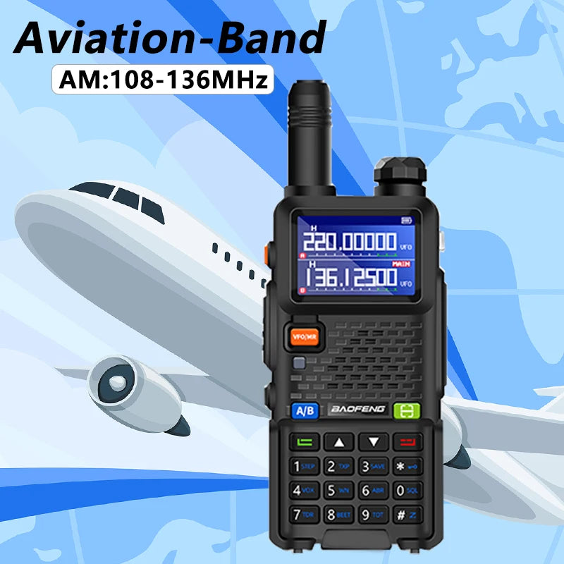 Baofeng 5RM Walkie Talkie UV-5RM Six-Band AM /FM VHF/UHF Ham Radio 999CH NOAA Wireless Copy Frequency Long Range Two Way Radios