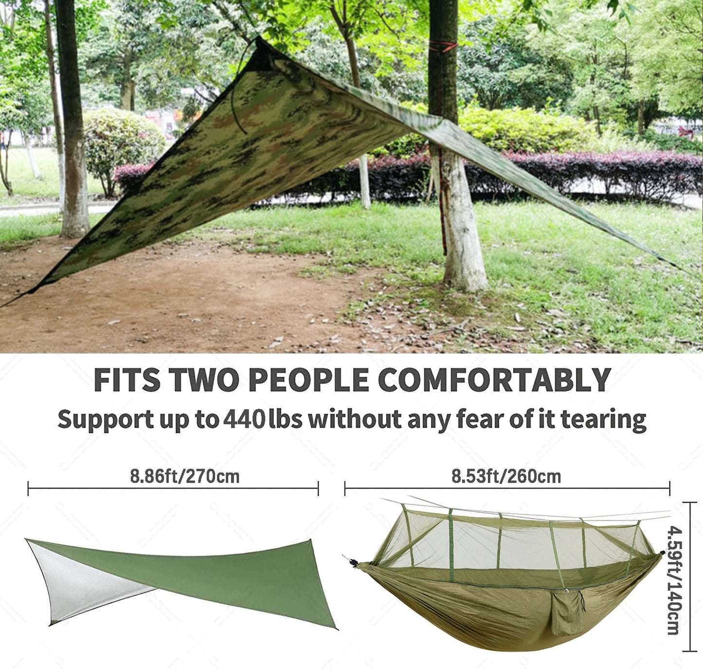 Anti Outdoor Camping Hammock With Mosquito Net And Rain Tent Equipment Supplies Shelters Camp Bed Survival Portable Hammock Wild Frontier Gear LLC