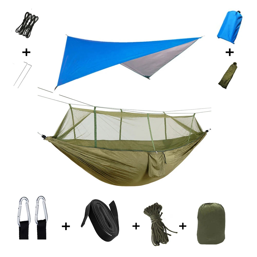 Anti Outdoor Camping Hammock With Mosquito Net And Rain Tent Equipment Supplies Shelters Camp Bed Survival Portable Hammock Wild Frontier Gear LLC
