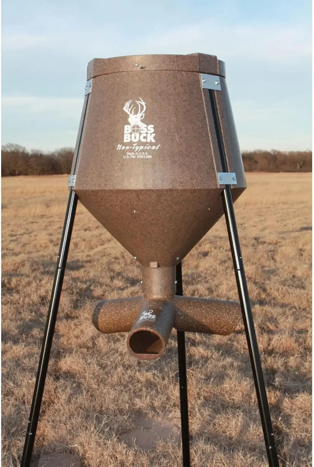 200 LB Deer Feeder/Hunting Durable Plastic UV Protected Windproof Waterproof Gravity Feed System w/ Protein 3 Feed Tubes Head