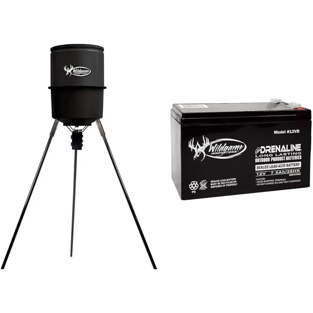 for Quick-Set 225 lb Game Feeder with Digital Timer | Durable Tripod Corn/Pellet Hunting Feeder with 1-4 Available Feed Times