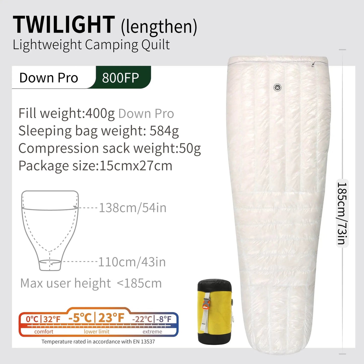 AEGISMAX Wind Hard Twilight 10D -5 Degree 800FP Down Sleeping Bag Ultralight Camping Quilt Sleeping Bag Winter Hiking Equipment Wild Frontier Gear LLC