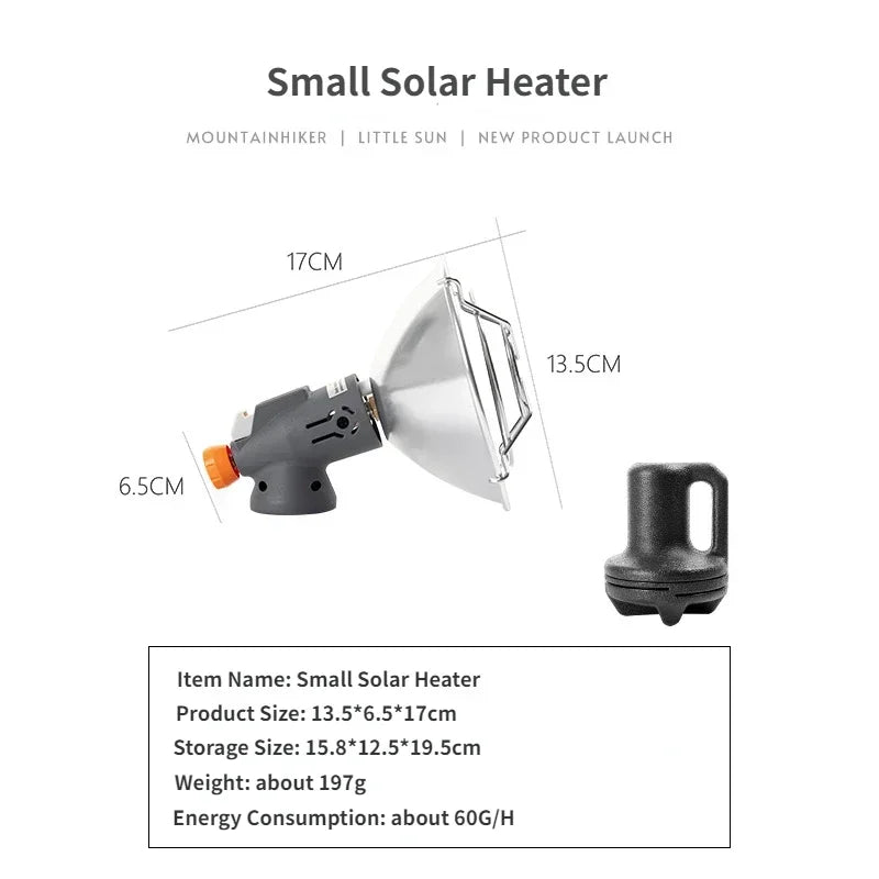 MOUNTAINHIKER Portable Mini Sun Gas Heating Stove Solar Heater Outdoor Camping Heater Oven Mini Gas Small Sun Warmer Butane Wild Frontier Gear LLC