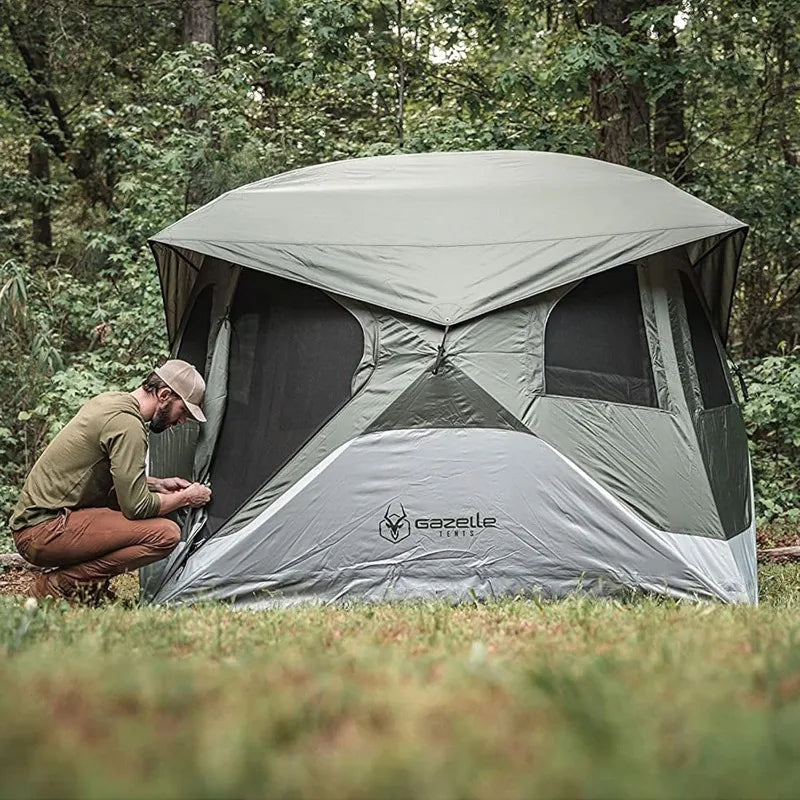 Gazelle Tents™ T4 Hub Tent, Easy 90 Second Set-Up, Waterproof, UV Resistant, Removable Floor, Ample Storage Options, 4-Person Wild Frontier Gear LLC