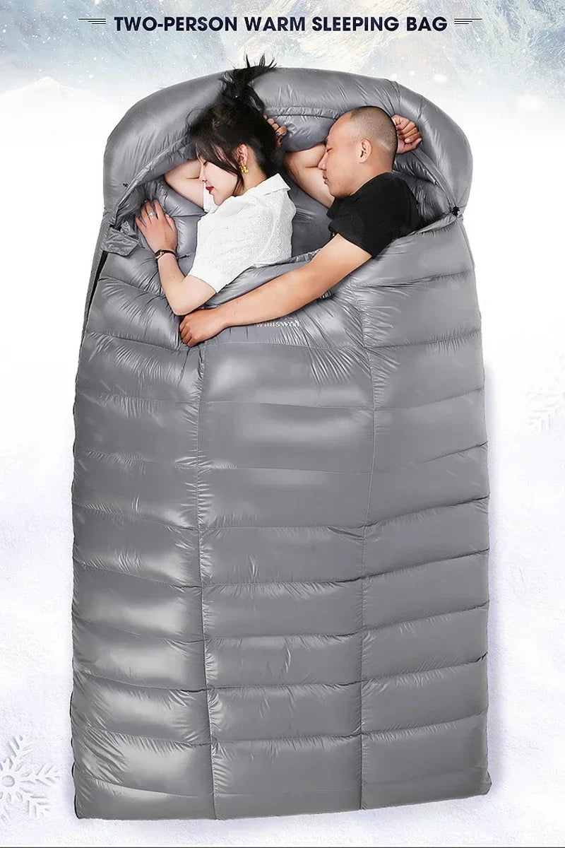 2 Person White Duck Down Filled Camping Or Home Sleeping Bag Thin Suitable For Warm Weather Size 220 X 130cm Large Space