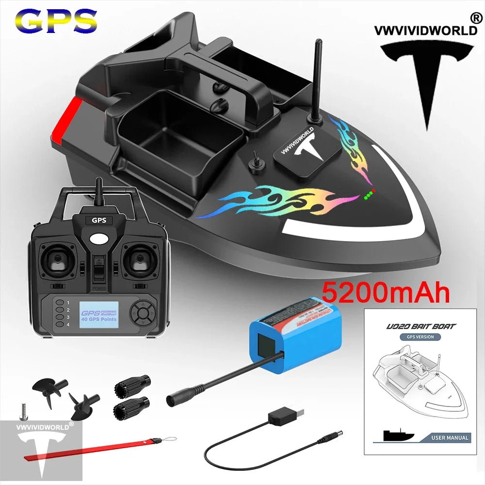 VWVIVIDWORLD Brand,High Quality,2024 New,Dual Battery,Long Battery Life,Large Capacity,RC Bait Boat,Remote Control Bait Boat