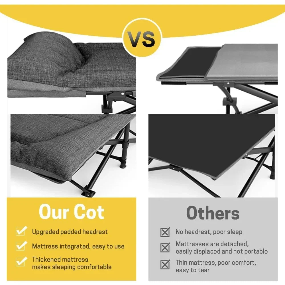 Cushion and Pillow, Portable Folding Bed for Sleeping, Lightweight Tent cot with Carry Bag Supports 450 lbs (Grey) Wild Frontier Gear LLC