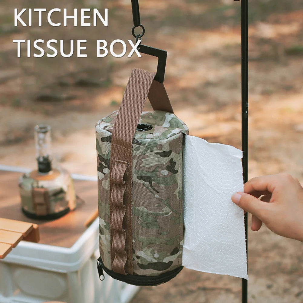 Polyester Camping Paper Box Multifunctional Kitchen Tissue Box Middle Perforated Paper Extraction Box Portable Outdoor Equipment Wild Frontier Gear LLC