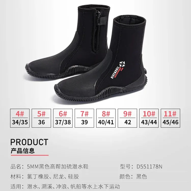 5mm & 3mm Neoprene Dive Boots – Keep Your Feet Warm and Ready for Any Water Adventure