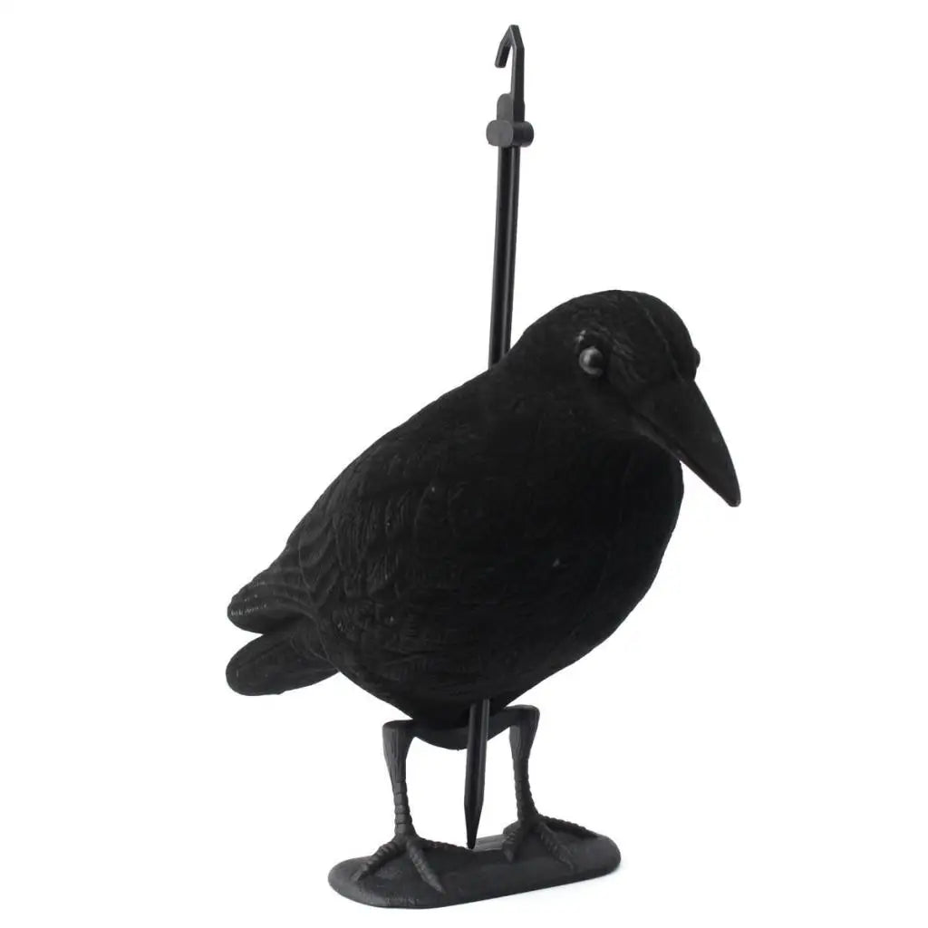 Lifelike Size Full Body Flocked/Hunting Crow Decoy W/ Feet & Stake