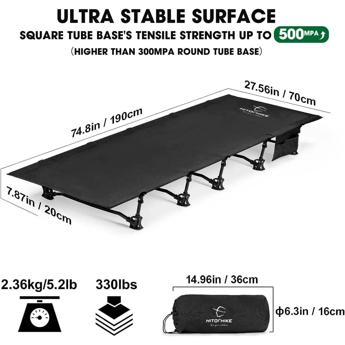 Camping Cot Compact Folding Cot Bed for Outdoor Backpacking Camping Cot Bed Wild Frontier Gear LLC