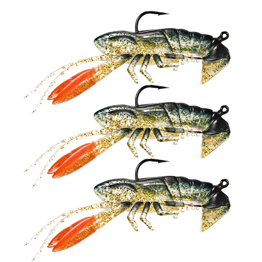 3pcs Soft Fishing Lure Crawfish Artificial Bait Shrimp Lobster Claw Fake Lure For Bass Trout Catfish Salmon Swimbait 8cm/14g Wild Frontier Gear LLC