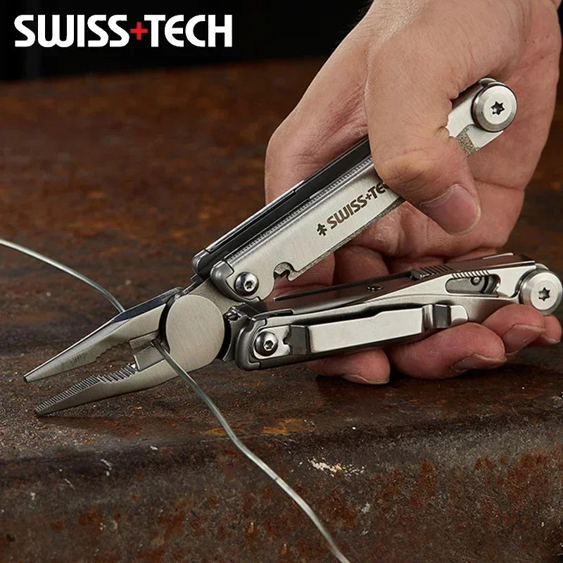 SWISS TECH 18 in 1 Multitool Pliers Folding Multi-functional Combination Tool Pocket Knife Portable EDC Outdoor Equipment Wild Frontier Gear LLC