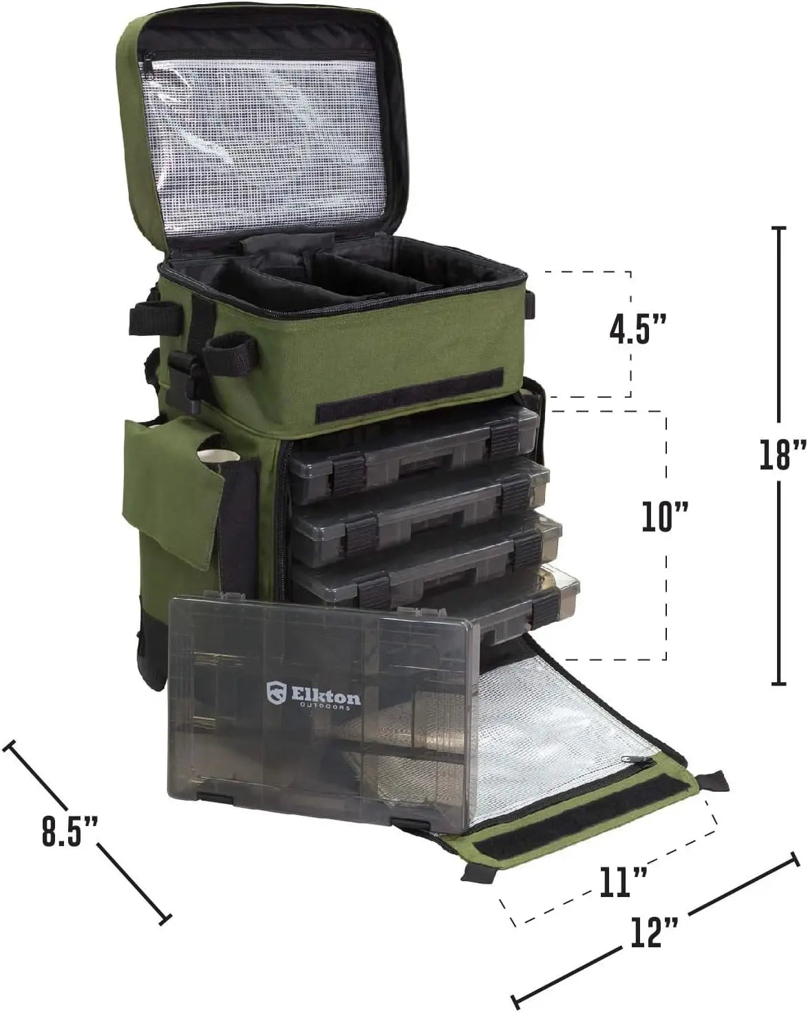 Outdoors Rolling Tackle Box with Wheels - Waterproof Fishing Backpack, 5 Removable Trays, 4 Rod Holders, Gifts for Men, F