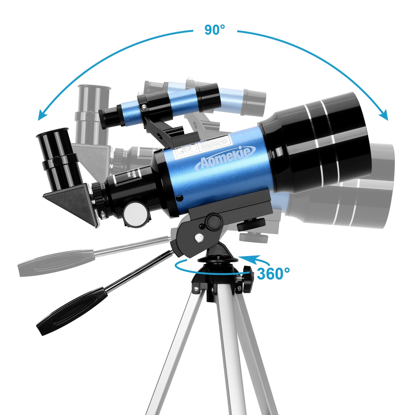 30070 Telescope 1.25" Eyepieces Wide Vision Moon Watching Monocular with Tripod 1.5X Erecting Eyepiece 3X Barlow Lens Kids Gift