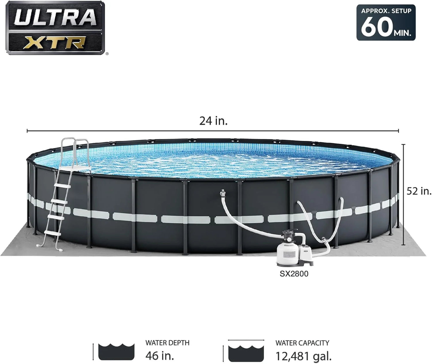 Ultra XTR Deluxe Above Ground Swimming Pool Set, Includes Cartridge Sand Filter Pump, SuperTough Puncture Resistant Wild Frontier Gear LLC