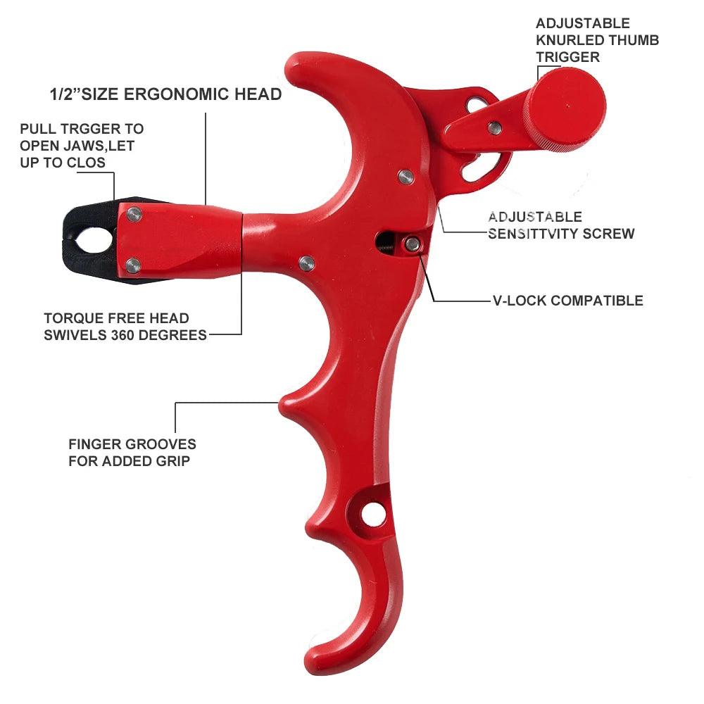 Aluminum Compound Bow Release Aid Archery Caliper Adjustable 360° Thumb 4 Finger Grip Arrow Trigger Wristband Shooting Pro Hunti - Wild Frontier Gear LLC