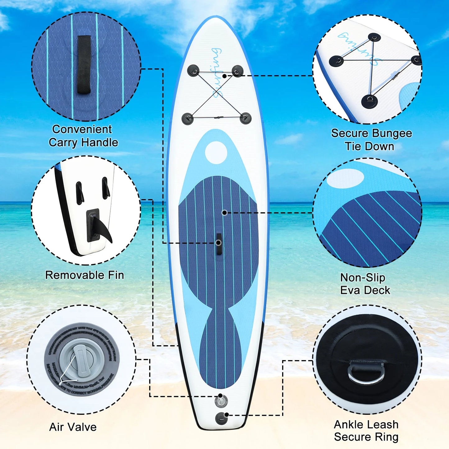 129.92" 29.53"5.91" Inflatable Stand Up Paddle Board Non-Slip Wide Surfboard Water Sports with All Accessories Wild Frontier Gear LLC