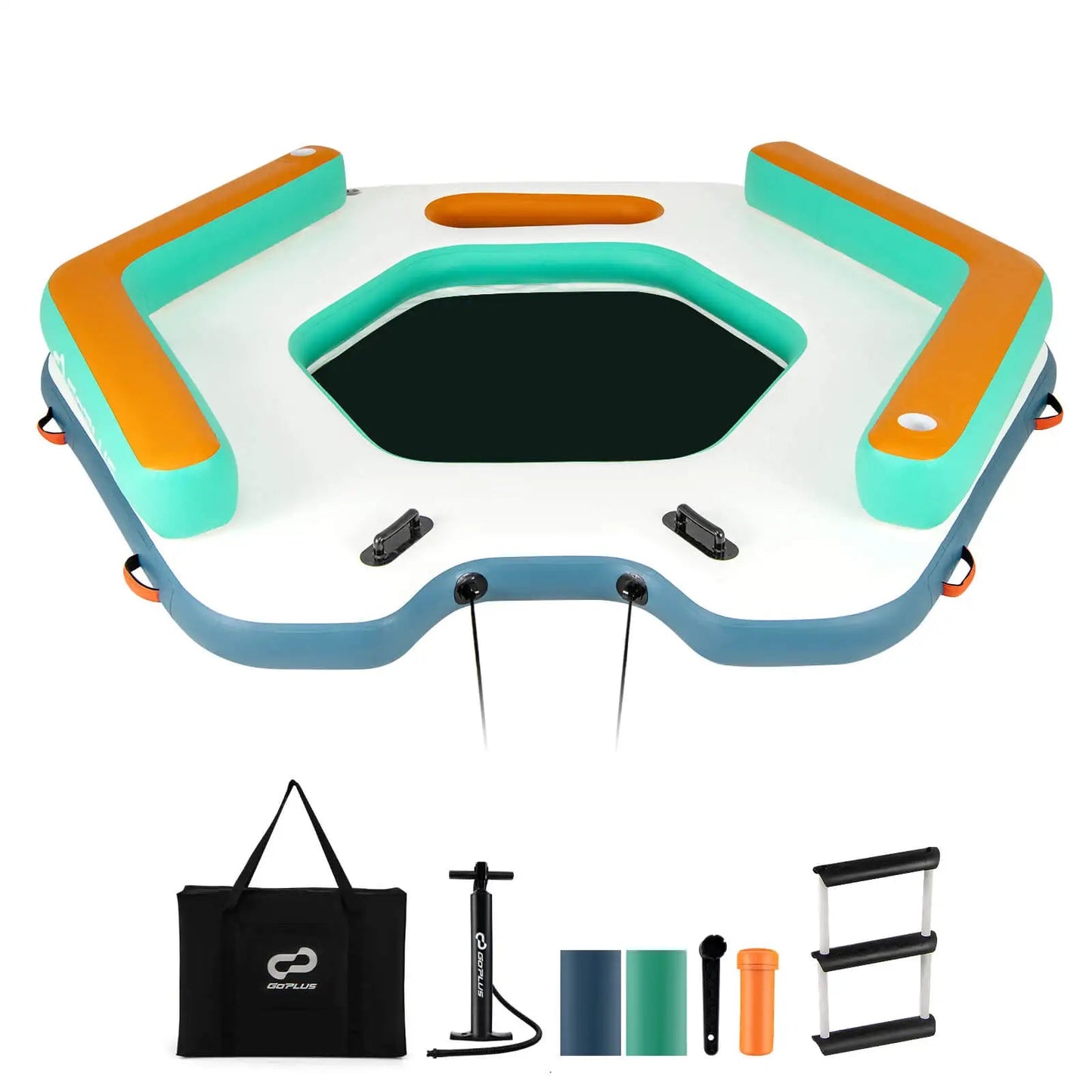8.7 ft Inflatable Floating Dock w/ Detachable Ladder Mesh Swim Lounge Beach Wild Frontier Gear LLC