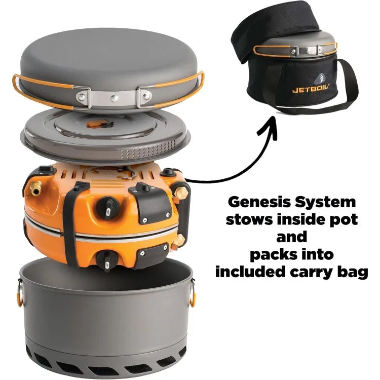 Genesis Basecamp Backpacking and Camping Stove Cooking System with Camping Cookware Wild Frontier Gear LLC