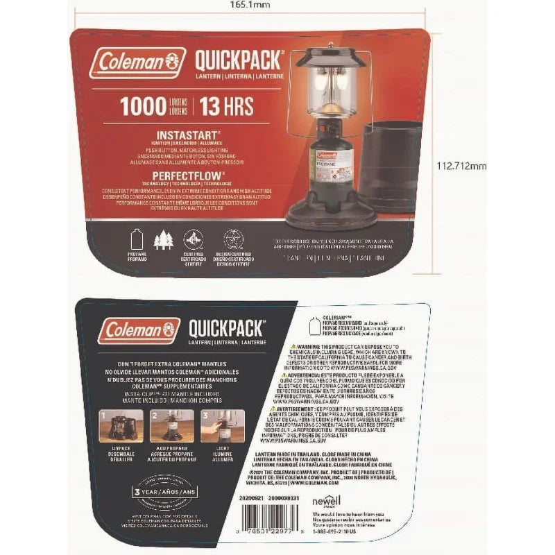 For Coleman QuickPack 810 Lumens 2-Mantle Propane Lantern with Carry Case Wild Frontier Gear LLC