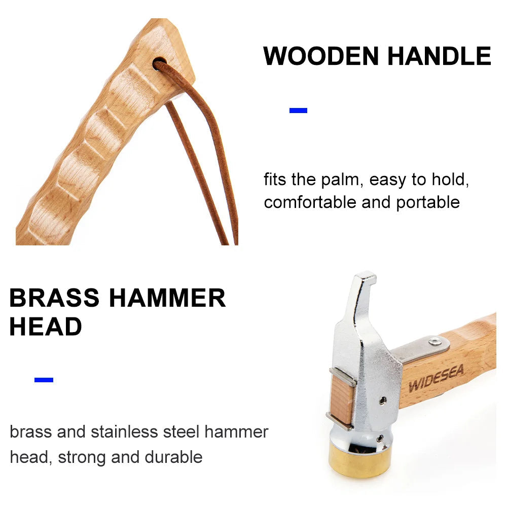Widesea Camping Hammer Stainless Steel Brass Outdoor Tent Nails Tool Wooden Handle Mallet with Puller Hiking Backpack Supplies Wild Frontier Gear LLC