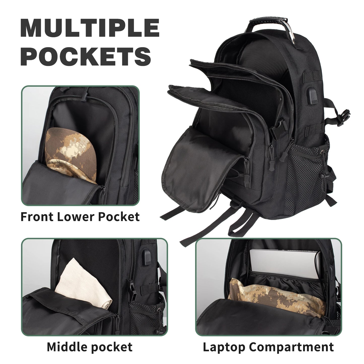 30L Hunting Rucksack Tactical Pack Backpack Waterproof Bug Out Bag Small Outdoor Hiking Camping Tactical Backpack Men's Travel