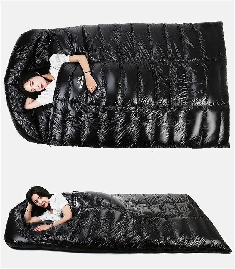 2 Person White Duck Down Filled Camping Or Home Sleeping Bag Thin Suitable For Warm Weather Size 220 X 130cm Large Space