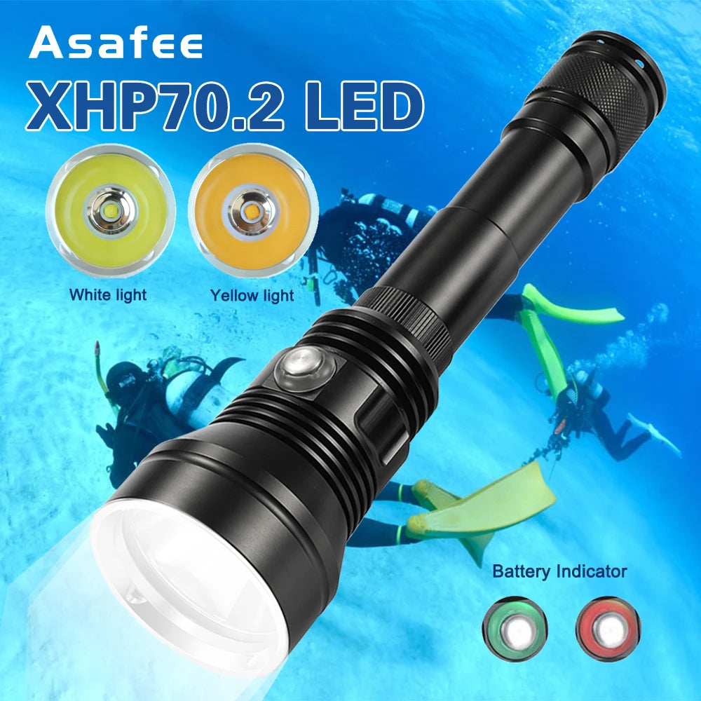 Asafee Diving Flashlight Dive Lamp Waterproof Scuba Torch Light Underwater Deep Lantern Canister Olight Linterna Nitecore Wild Frontier Gear LLC