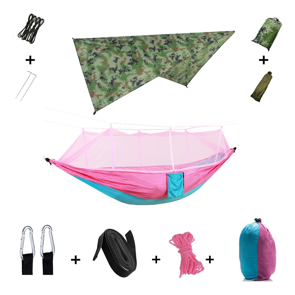 Anti Outdoor Camping Hammock With Mosquito Net And Rain Tent Equipment Supplies Shelters Camp Bed Survival Portable Hammock Wild Frontier Gear LLC